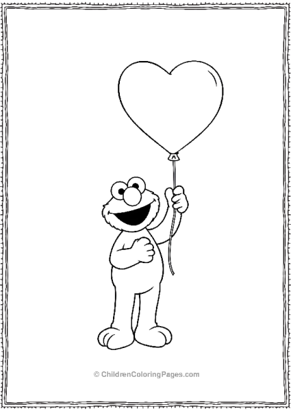 Elmo Holding A Heart Shaped Balloon Free PDF Printable