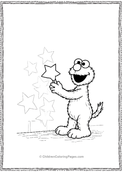 Elmo Holding A Star Free PDF Printable