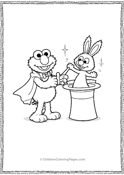 Elmo Magician Pulling A Bunny From A Hat Free PDF Printable