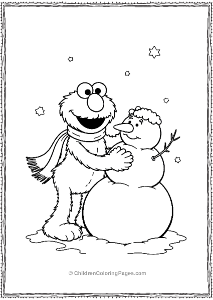 Elmo Making Snowman With Scarf Free PDF Printable