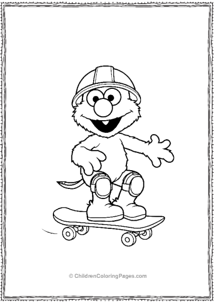 Elmo On A Skateboard With Knee Pads And A Helmet Free PDF Printable