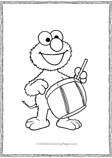 Elmo Playing The Drums With Stick Free PDF Printable