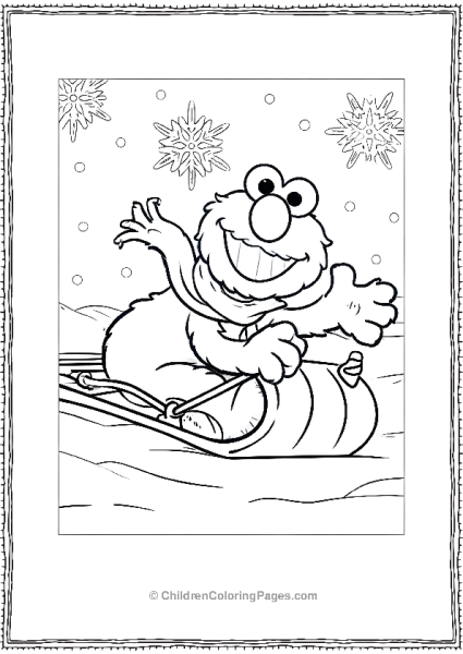 Elmo Riding A Sledge Free PDF Printable