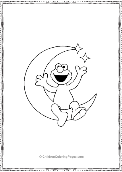 Elmo Sitting On Crescent Moon Reaching For Stars Free PDF Printable