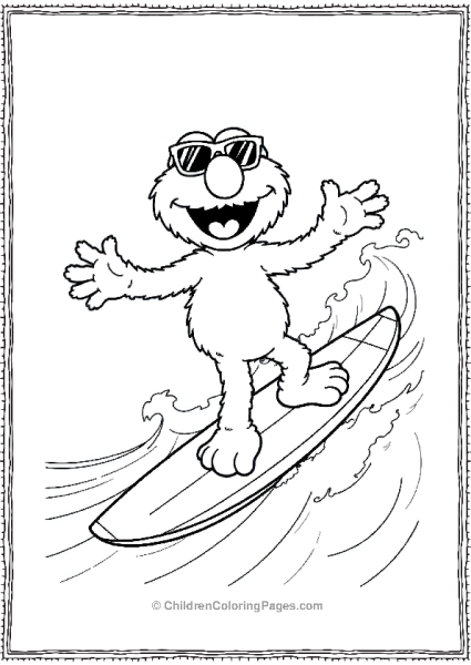 Elmo Surfing On A Wave Free PDF Printable