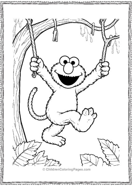 Elmo Swinging On A Jungle Vine Free PDF Printable