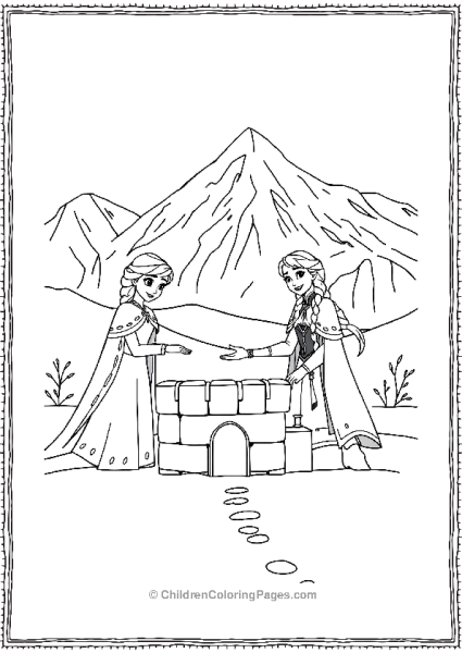 Elsa And Anna Building A Snow Fort Free PDF Printable