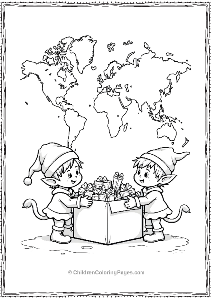 Elves Packaging Toys In Boxes Marked For Christmas Free PDF Printable