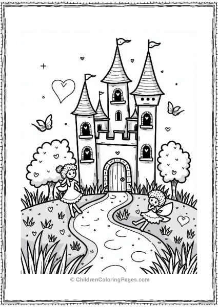 Fairy Tale Castle With Heart Shaped Windows Free PDF Printable