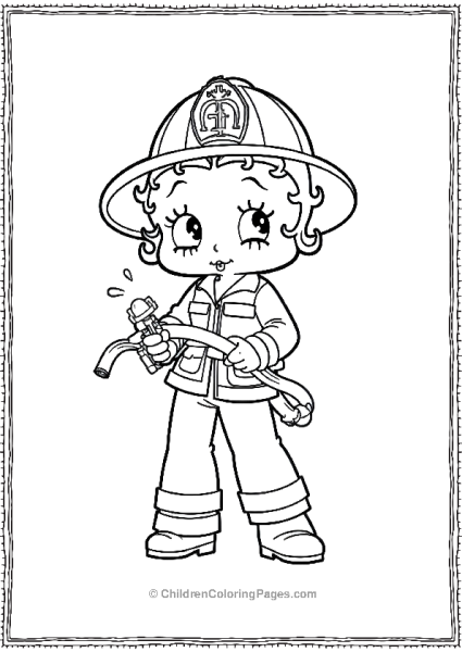 Firefighter Betty Boop With A Fire Hose Free PDF Printable