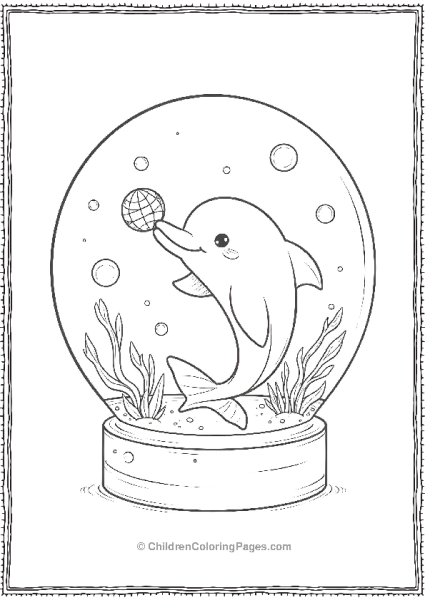 Friendly Dolphin With A Ball In A Snow Globe Free PDF Printable