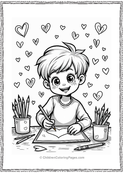 Friends Decorating A Valentine’s Day Card Free PDF Printable