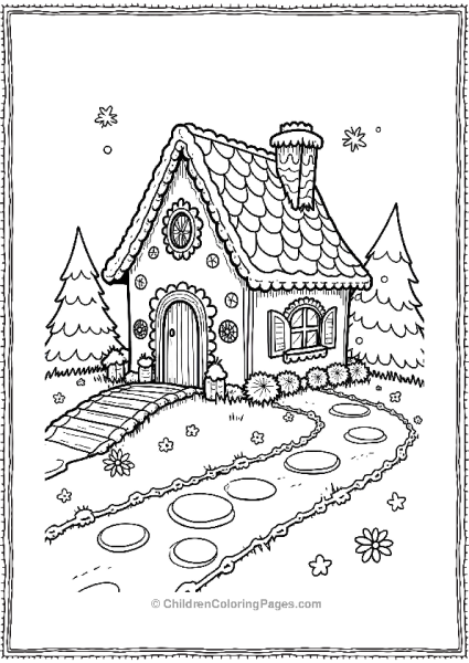 Gingerbread House And Its Pathway Free PDF Printable