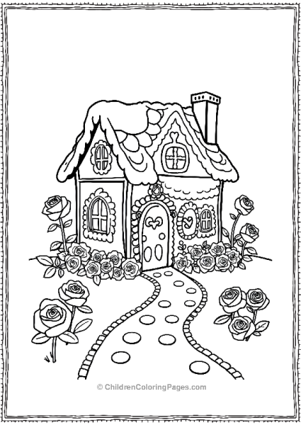 Gingerbread House And Roses Free PDF Printable