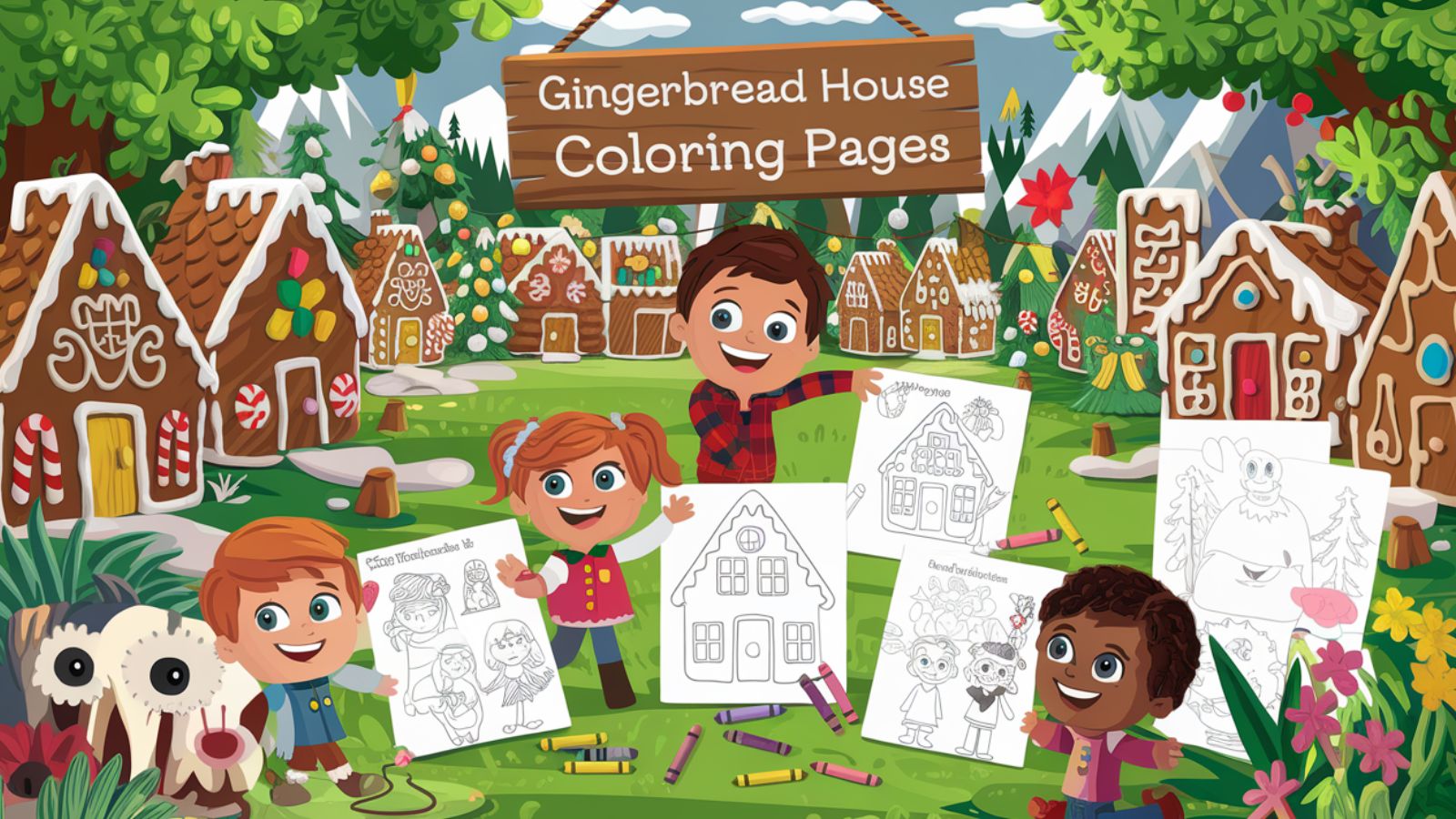 Gingerbread House Coloring Pages – Free PDF Printables For Kids 🍪🍭🍬🎄