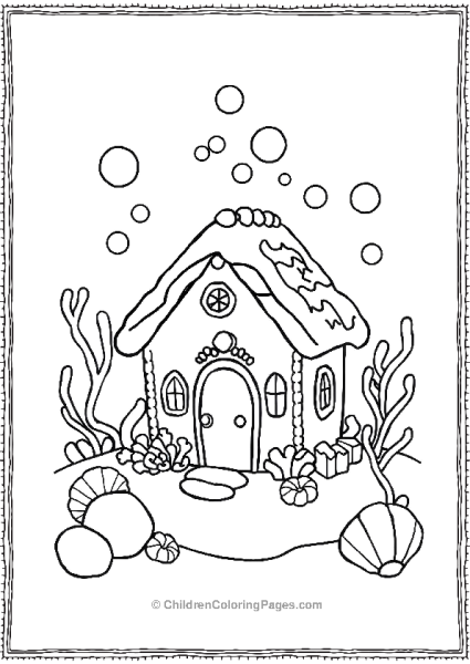 Gingerbread House WIth A Roof Made Of Candy Seaweed Free PDF Printable