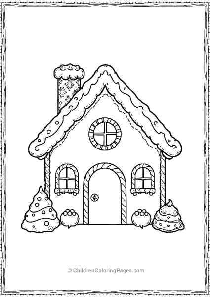 Gingerbread House With Candy Cane Trim Free PDF Printable