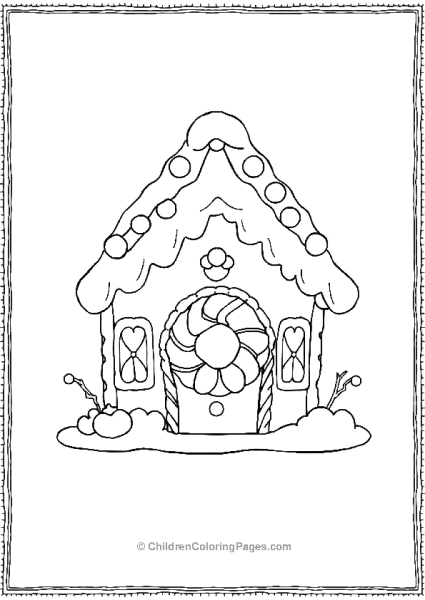 Gingerbread House With Candy Door Free PDF Printable