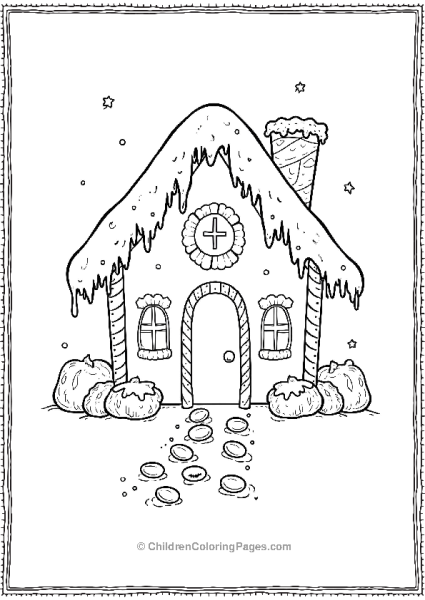 Gingerbread House With Cookies And Pumpkins Free PDF Printable