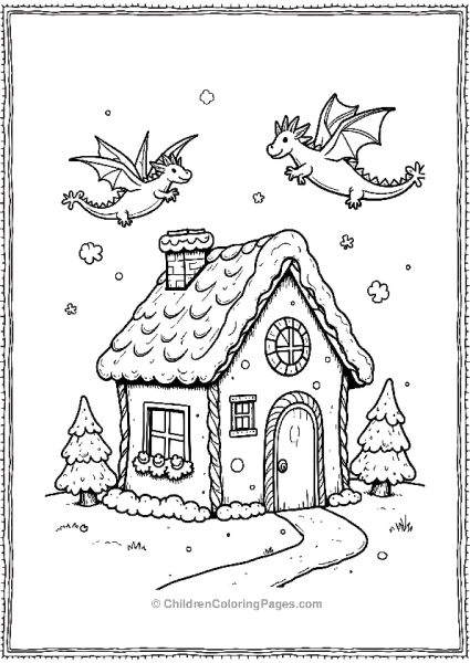 Gingerbread House With Dragons Free PDF Printable