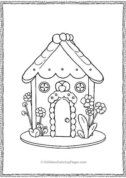 Gingerbread House With Flowers Free PDF Printable