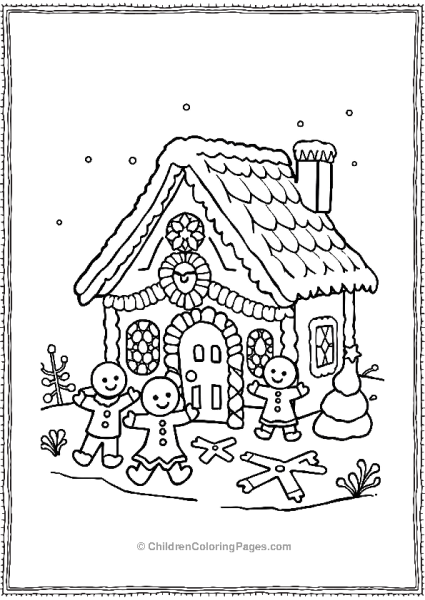 Gingerbread House With Gingerbread People Free PDF Printable