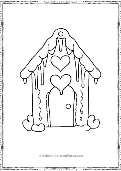 Gingerbread House With Hearts Free PDF Printable