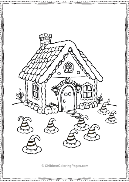 Gingerbread House With Witch Hats Scaled Free PDF Printable