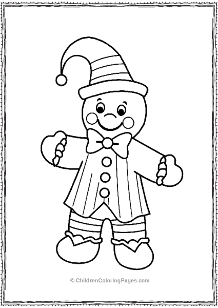 Gingerbread Man Dressed As A Clown With An Oversized Free PDF Printable