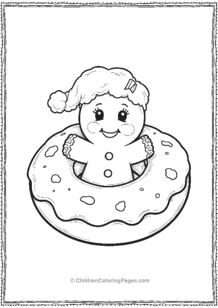 Gingerbread Man Hiding Inside A Donut Free PDF Printable