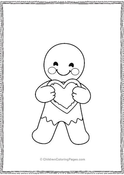 Gingerbread Man Holding A Heart Shaped Cookie Free PDF Printable