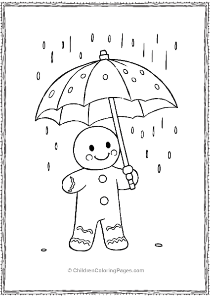 Gingerbread Man Holding An Umbrella With Sprinkles Free PDF Printable