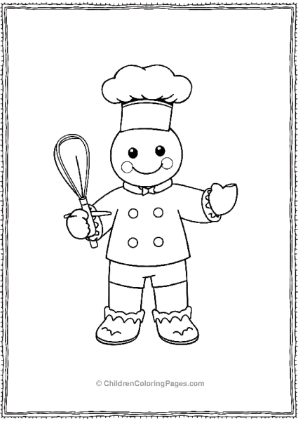 Gingerbread Man In A Chefs Outfit Wearing A Tall Hat Free PDF Printable