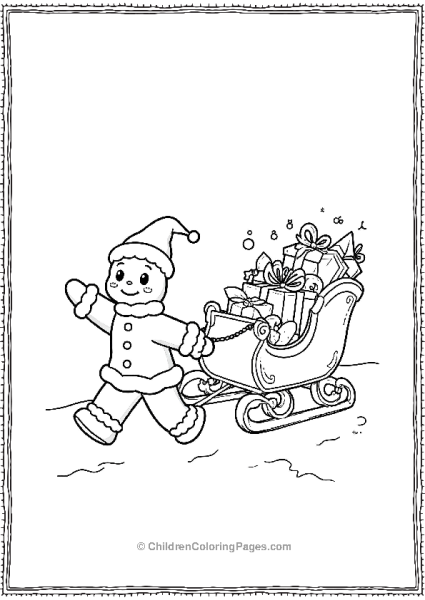 Gingerbread Man Pulling A Sled Filled With Tiny Treats Free PDF Printable