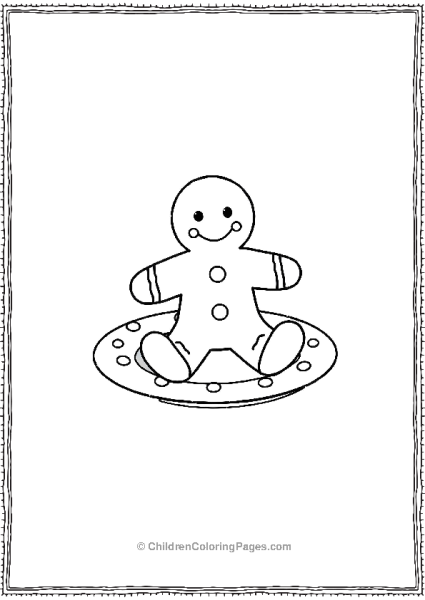 Gingerbread Man Sitting On A Simple Outline Placard Free PDF Printable