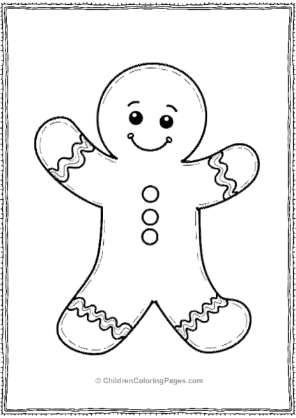 Gingerbread Man Waving With Wavy Icing Free PDF Printable