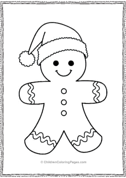 Gingerbread Man Wearing A Santa Hat With Wavy Icing Free PDF Printable