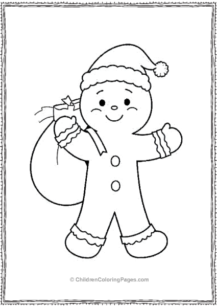 Gingerbread Man With A Large Gift Bag Free PDF Printable