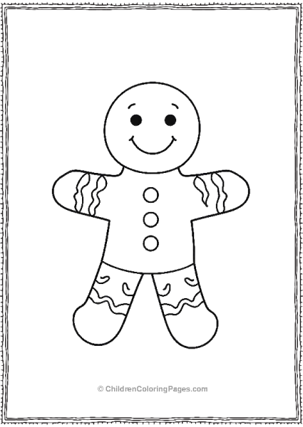 Gingerbread Man With Joyful Expression And Waving Free PDF Printable