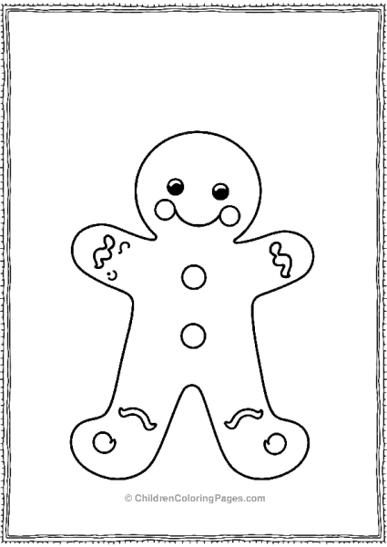 Gingerbread Man With Simple Dotted Icing Design Free PDF Printable