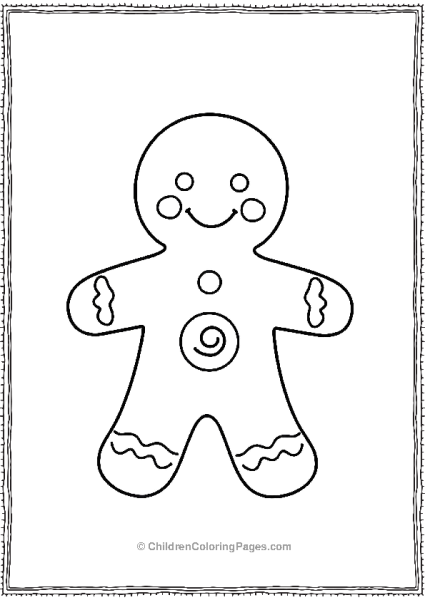 Gingerbread Man With Small Dotted Icing Buttons Free PDF Printable