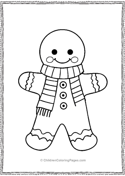 Gingerbread Man With Striped Scarf And Snowflakes Free PDF Printable