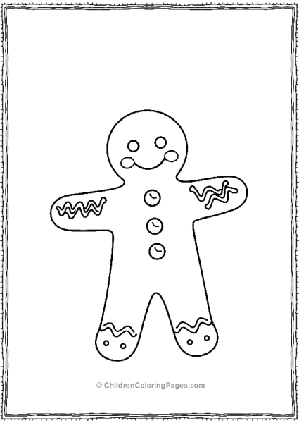 Gingerbread Man With Zigzag Icing Details Free PDF Printable