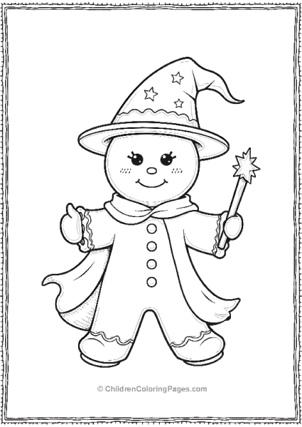 Gingerbread Man Wizard Holding A Wand Free PDF Printable