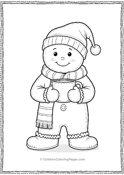 Gingerbread Man Wrapped In A Cozy Striped Blanket Free PDF Printable