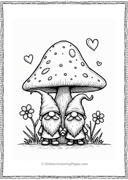 Gnome Couple Under A Mushroom Free PDF Printable