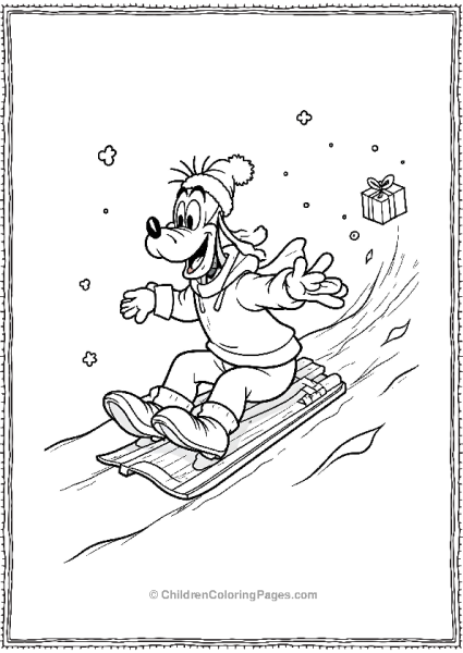 Goofy Sledding Down A Hill Free PDF Printable