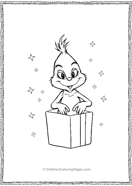 Grinch Looking At Gift Box Free PDF Printable