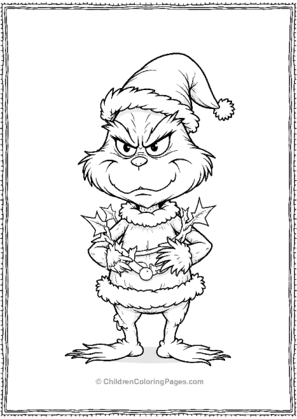 Grinch Wearing A Santa Hat Free PDF Printable