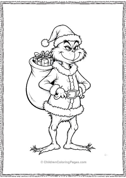 Grinch With A Gift Bag  Free PDF Printable